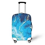 Funda Maleta Grande Oro Azul De Viaje Suave De Anti-Polvo Fundas para Maletas,3D Elástica Luggage Cover con Cremallera,Equipaje De Viaje Cubierta
