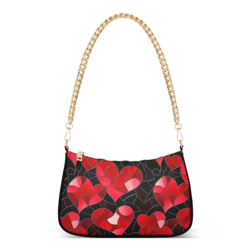 Sac en forme de cœur vitrail rouge noir, l'excellence du design féminin