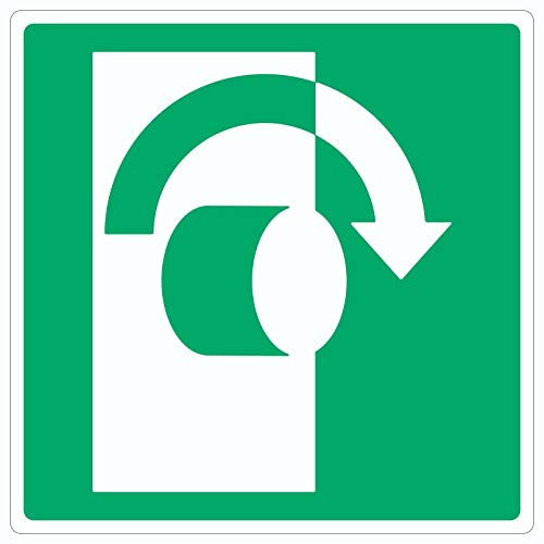 Zum Öffnen im Uhrzeigersinn drehen Symbol Aufkleber Quadrat 100x100mm