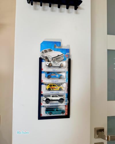 Image of Hot Wheels Compatible Display System | Black | Modular Wall Hanger for Regular & Premium Carded 1:64 Diecast Cars | Expandable Wall Mount Organizer (Base Pack [ Base 2Pcs ])