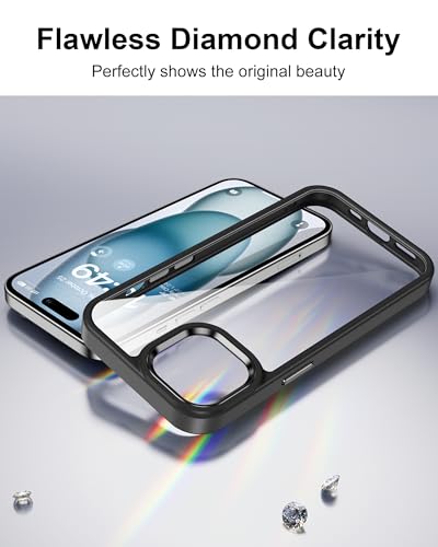Image of HOOMIL Case for iPhone 15 Plus 6.7-Inch, Anti-Yellowing, Drop Protection, Anti-Scratch Transparent Hard Back Phone Cover (Black)