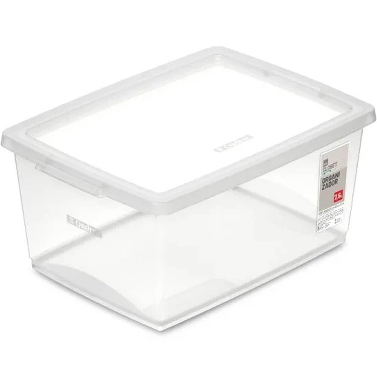 Ordene - Caixa Organizadora Plástica de 7,5 Litros com Tampa, Cor Cristal, Linha My Closet