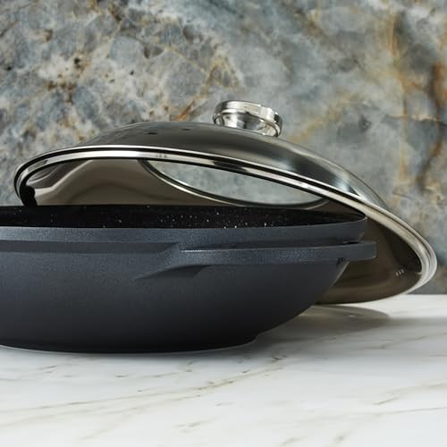 Wok Eurocast aluminio fundido 12.5" 5 qt con tapa miniatura 4