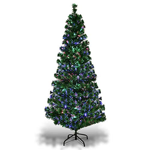 Perfect Holiday Árvore de Natal de fibra óptica de 90 pontas, diâmetro 40,6 cm | Inclui suporte de metal, verde, PVCF-3