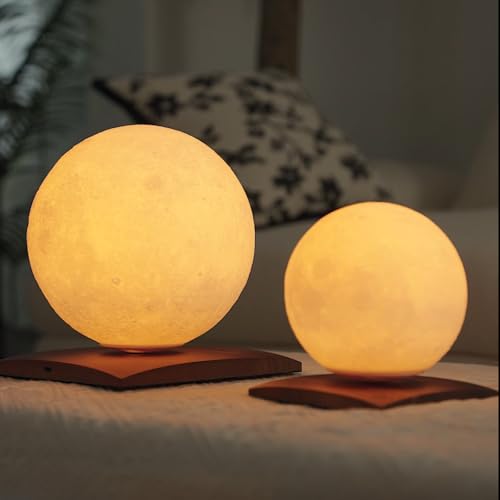 Gingko Smart FootballSpin Lamp with Wooden Walnut Base, LED Lights, Touch Control Button, Remote Control Dimmable Brightness - Image 4
