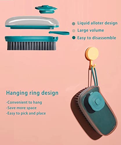 Image of YANCI Soap Dispenser Scrub Cleaning Dish Brush Set Household Cleaning Tools Washing Brush for Laundry Cloth Shoe, Good Scrubber Cleaner for Bathroom Kitchen Tub Shower Sink Carpet, Green