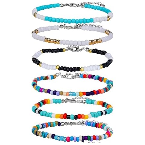 QttvbTna 6 Pcs Handmade Beaded Anklets Cover