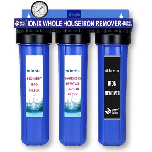 Image of IONIX Whole house Iron remover system with Triple filteration, Tank filter, Iron filter for whole house, Blue