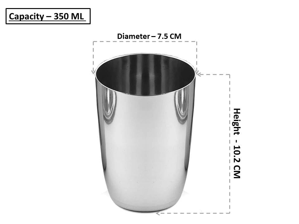 Image of Ajay's Shoppe Stainless Steel Water Glass | Unbreakable Heavy Gauge Steel Glass for Drinking and Serving Water, Cold Drink & Juice (Set of 4)