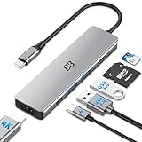 USB-C Hub 6-in-1 Multi-Port Adapter with 4K@60Hz HDMI, 100W PD, 2 USB-A Data Ports, and SD...