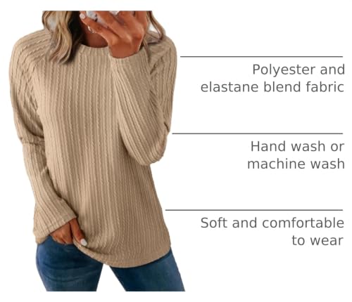 Image of Dokotoo Womens Tops Long Sleeve Lightweight Shirts 2026 Spring Fashion Clothing Trendy Tops Crewneck Knit Basic Tee