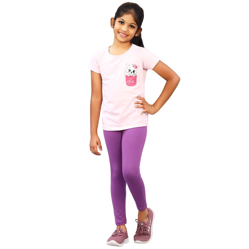 Image of ZION Leggings for Girls - Cotton Regular Fit Ankle Length | Soft & Comfortable | Perfect for Every Occasion - School, Play & Beyond | Multiple Sizes & Colors