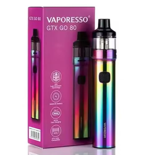 Vaporesso Kit Vapeur original V.aporesso GTX GO 80 3000mAh Batterie intégrée Mod avec 5ml Pod & GTX Mesh 0.2ohm Coil Kits E Cigarette