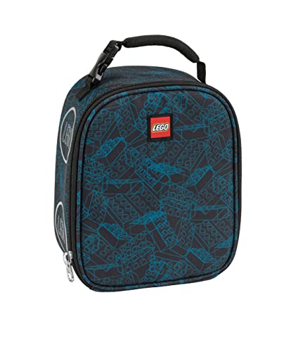 LEGO Kids Classic Heritage Lunch Bag, Blue Print, Polyester, Unisex, 9'H x 7.5'W x 4'D