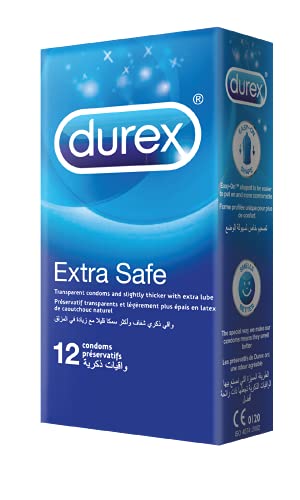 Durex Originals Extra Safe, 12 Condoms, Regular Fit, Silicone Lubricated