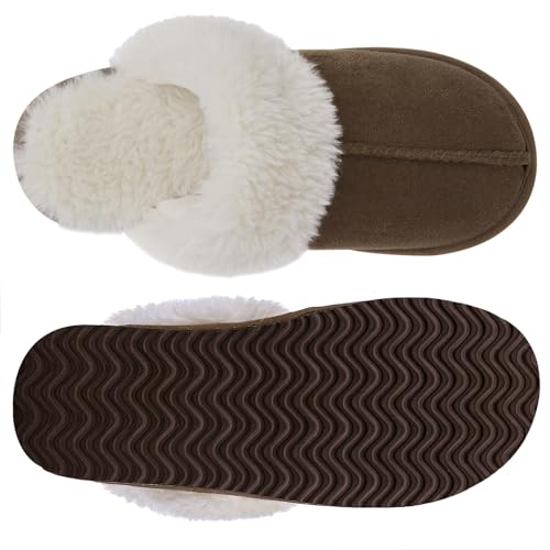 Image of Litfun Women's Fuzzy Memory Foam Slippers Fluffy Winter House Shoes Indoor and Outdoor