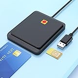 USB Chipkartenleser Smart Card Reader SIM Card Reader kartenlesegerät personalausweis Unterstützt CAC-Karte/ID-Karte/IC-Bank-Chipkarte und SIM Cards Kompatibel mit Windows,Linux