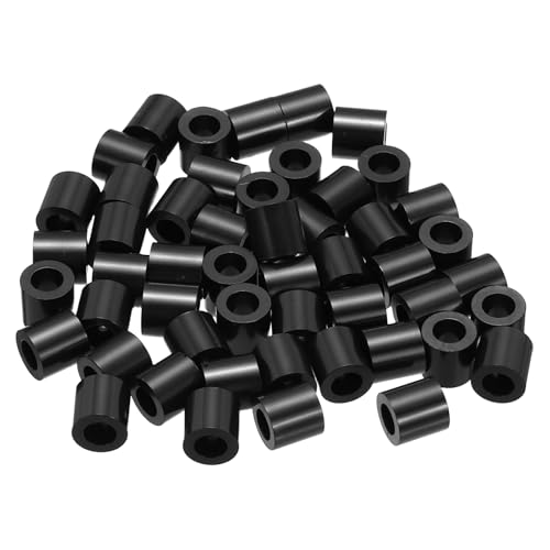 PATIKIL 50個 M4 A B S スペーサー M4 x 7mm OD x 7mm L プラスチック ラウンド スペーサー ワッシャー 黒 スタンドオフ ナット ねじ切りなし スクリュー ボルト 電気アウトレット