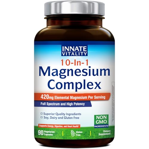 Innate Vitality 10-in-1 Magnesium Complex 960mg 420mg Elemental Magnesium Per Serving with Magnesium Glycinate Citrate Malate and More Sleep Digestion Energy Support