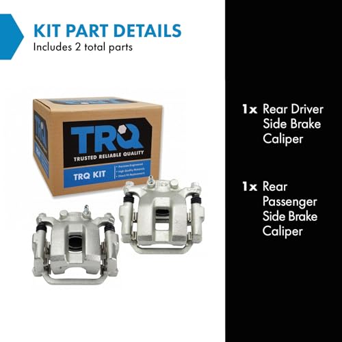 Image of TRQ Rear Brake Caliper Set Zinc Coated Brackets Hardware Compatible with 2003-2008 Infiniti FX35 FX45