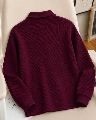 Image of AUSK Men's Waffle Knit Textured Full Sleeve Polo T-Shirt | Cotton Blend Regular Fit Zip Polo Neck Solid Smart Casual T Shirt for Men | Casual Wear, Travel & Weekend Wear Tshirt for Men