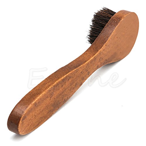 Feamos Long Wood Handle Horse Bristle Shoes Boot Polish Buffing Brush Care Hair Brush #TOP4