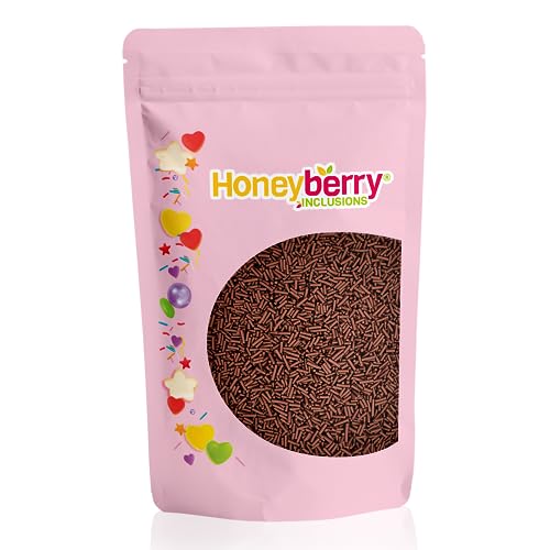 HONEYBERRY INCLUSIONS Hebras de Azúcar de Cacao Chispas 200g - Fideos Comestibles Premium Estilo Chocolate Vermicelli para Repostería, Decoraciones de Cupcakes y Pasteles, Helado, Postre y Adornos de