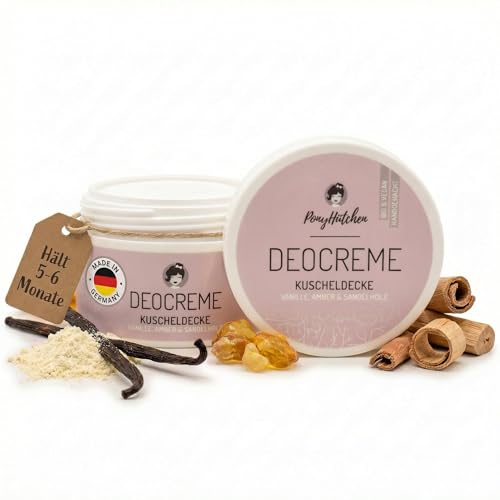 PonyHütchen Deocreme feste Deo Creme ohne Aluminium veganes Naturkosmetik Deodorant tierversuchsfrei Unisex Antitranspirant Alternative Made in Germany ideal im Handgepäck Kuscheldecke