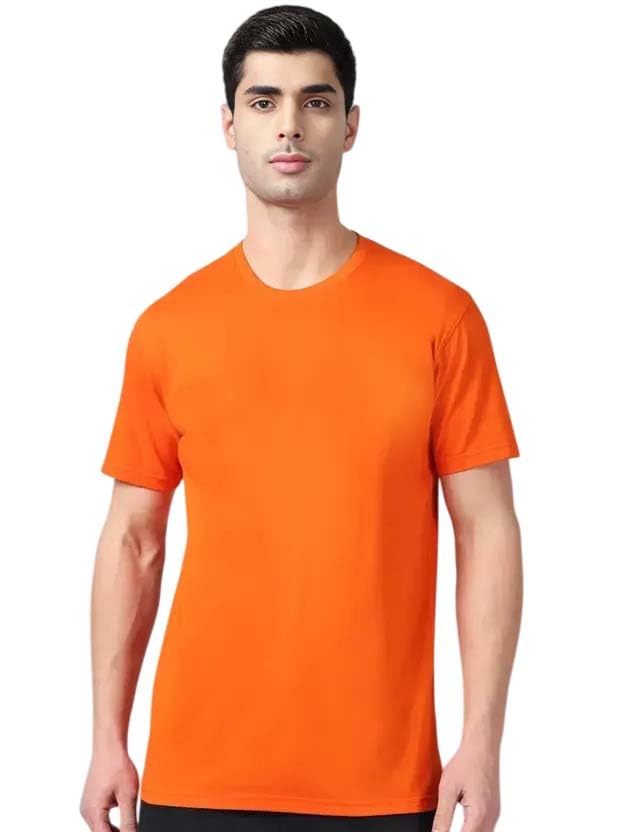 Image of Men's Plain Cotton Crew Neck T-Shirt Regular Fit Short Sleeve Tee