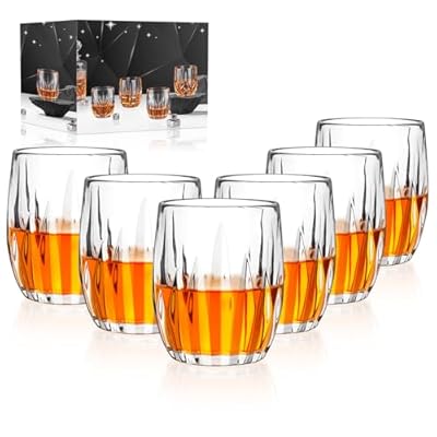 Cambareign Whiskey Glasses Set of 6, 10oz Crystal Bourbon Glass, Old Fashioned Glasses for Scotch Cognac Vodka Tequila Home Bar Gifts for Men