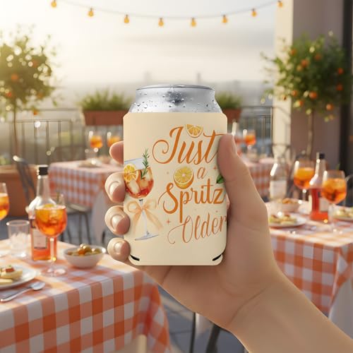 Image of Aperol Sprritz Decor Can Sleeves, 24 Pcs Aperol Sprritz Birthday Party Decorations, Orange Lemon Citrus Glasses Beer Cans Coolers for Summer Beach Bachelorette Wedding Party Favors Supplies
