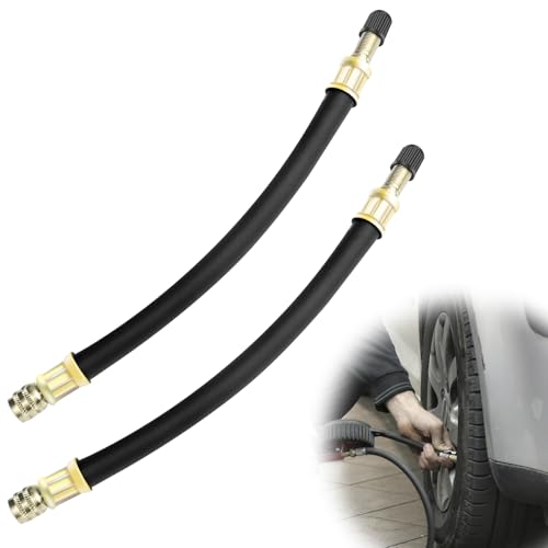 Image of 2 Pcs 8.25 inch Black Valve Stem Extension, Flexible Valve Stem Extenders for Cars, Trucks, Motorcycles, Bikes, Scooters - Universal Fit