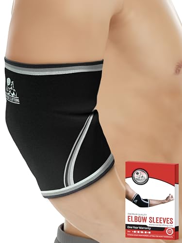 Nordic Lifting Elbow Sleeves (1 Pair) Support & Compression for Weightlifting, Powerlifting, Cross Training & Tennis - 5mm Neoprene for The Best Performance - Both Women & Men 1 Year Warranty