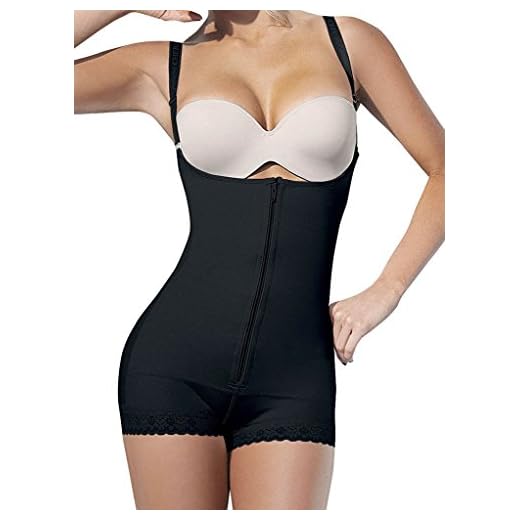 SHAPERX Women Body Shaper Firm Control Shapewear Open Bust Bodysuit Body Slimmer, SZ7102-Black-2XL
