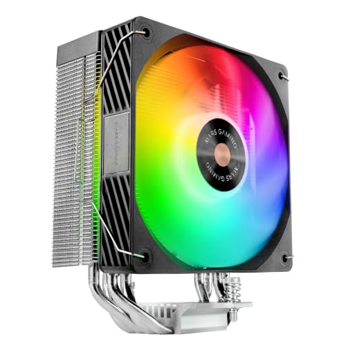 Mars Gaming MCPU-X4ARGB, Ventirad CPU 220W TDP, 4x Heatpipes HCT Nouvelle Génération, Ventilateur PWM SI Extreme-Silent ARGB 120mm, Noyau en Cuivre Hyper-Équilibré, Compatibilité Intel et AMD, Noir