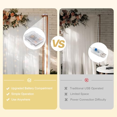 Cortinas traseras de tul blanco 10x10ft con luces EMART miniatura 2