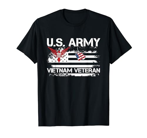 US Army Vietnam Veteran American Flag Patriotic Veterans Day Maglietta