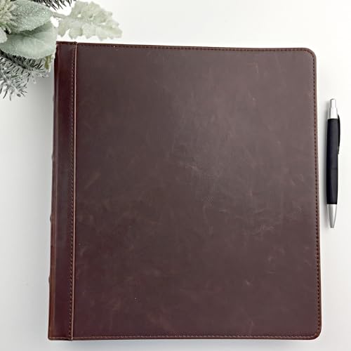 Samsill Vintage Leather 3 Ring Binder, Professional Organizer, Planner, 1 Inch Round Ring (Holds 200 Sheets), Letter Size 8.5 x 11, No Zipper, Brown - Thumbnail 2