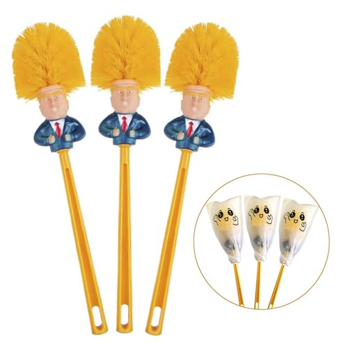 3 x WC-Bürste lustiges Zubehör Badezimmer-Reinigungswerkzeuge WC Borstel Donald Trump und niedliche Taschen Heim- Hotelzubehör
