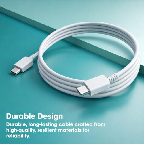 Image of Original 45W Super Fast Type-C to C 6.6Ft Extra Long USB-C Cable | Compatible with Galaxy S24 S23 S22 S21 Ultra Plus FE A M F Flip Fold Tab Series & More Android Devices