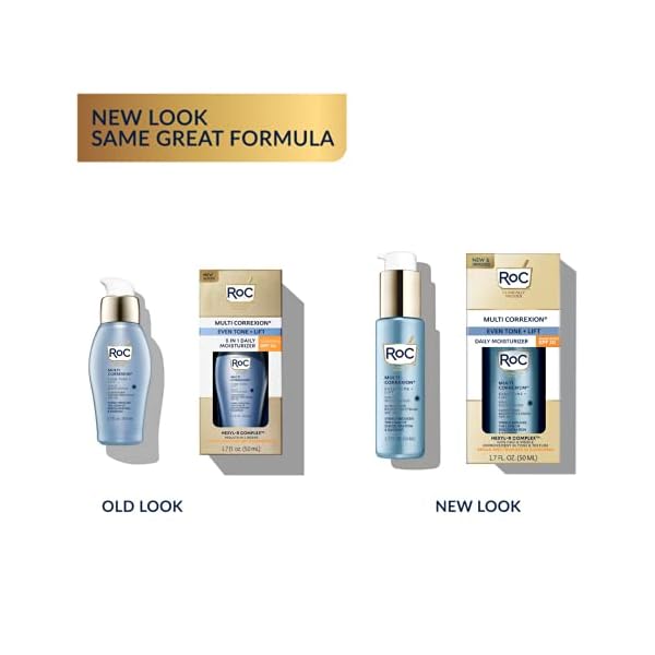 RoC-Multi-Correxion-5-in-1-Anti-Aging-Daily-Face-Moisturizer-with-SPF-30-17-Ounces-Packaging-May-Vary RoC Multi Correxion 5 in 1 Anti-Aging Daily Face Moisturizer with Broad Spectrum SPF 30 & Shea Butter, Stocking Stuffer for Men & Women, (1.7 oz) with Night Cream Packette (Packaging May Vary)