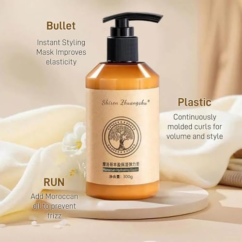Nichalous [Original and Genuine] Long-lasting Styling Moroccan Volume Moisturizing Elasticity, 300g Hydrating Styling Cream Moisture Styling Elastin Conditioner for Curly Hair (1 Bottle) - Thumbnail 2