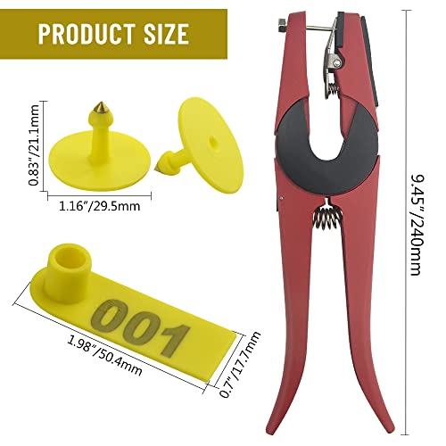 WMYCONGCONG 1-100 Number Sheep Ear Tag Livestock Tags und 1 PCS Ear Tag Applicator Zange für Ziegenschafe (gelb)