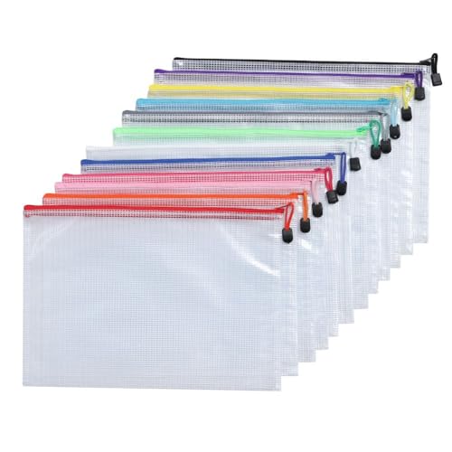Sac fermeture éclair grande capacité A4 pochette plastique maille tri documents