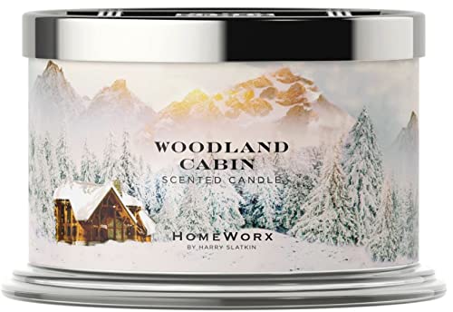 HomeWorx by Harry Slatkin 4 Wick Candle, 18 oz, Woodland Cabin
