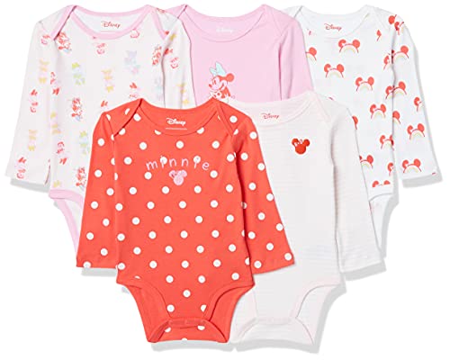 Image of Amazon Essentials Disney | Marvel | Star Wars | Princess Baby Girls Long-Sleeve Bodysuits, Pack of 5
