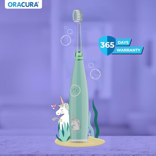 Image of ORACURA KSB200 Kids Sonic Electric Rechargeable Toothbrush, 3-10 Years, 24,000 strokes /min, With 3 Modes, IPX7 Waterproof, Smart 2-Min Timer, Rechargeable Lithium Battery, LED & Colorful Lights (Green)