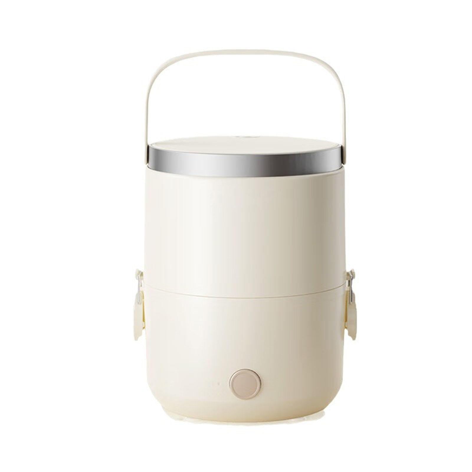 Fiambrera Eléctrica 270 W 3 en 1 con Contenedor de Acero Inoxidable 304 de 1,5 L/bolsa Aislada/juego de Cubiertos, Operación con Un Solo Toque,Fiambrera Calentadora de Alimentos Para Oficina,Escuela