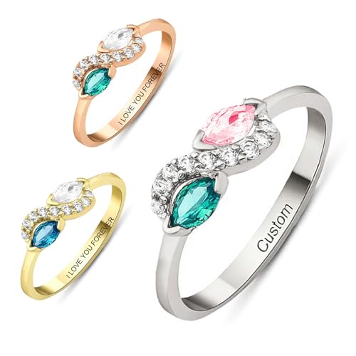 Double Birthstone Infinity Ring, Custom Personalized Birthst