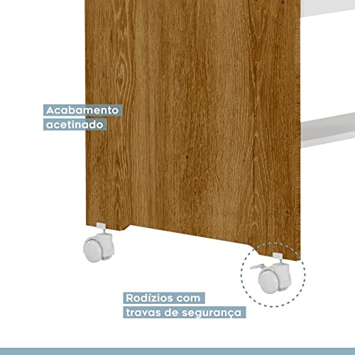 Mini Berço 100% MDF com Rodízios Branco/Ypê